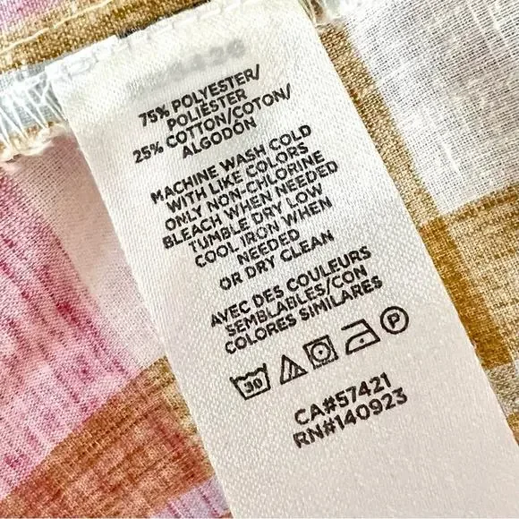 Loft beach open back pink windowpane plaid tank top - Picture 4 of 7